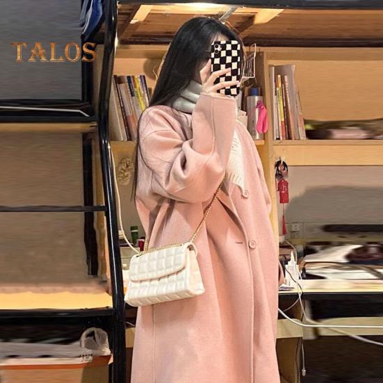 Kvinners ulljakke Langermet jakke med frontlommer Uformelt yttertøy kvinnelig overfrakk for høst og vinter daglig bruk