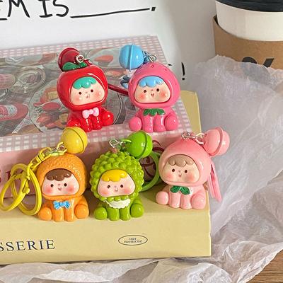 Cute Cartoon Three-Dimensional Fruit Doll Keychain Candy Color Creative Pendant  Backpack Decoration Accessories Gifts