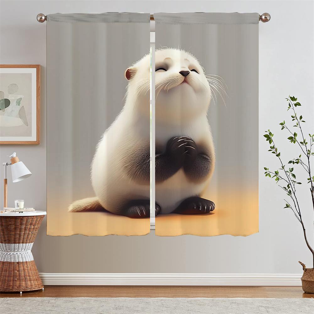 Prayer Cat Curtains Ready Curtains Cheap Things With Free Shipping for Home Curtain Living Room Decoration Curls Blackout Blind