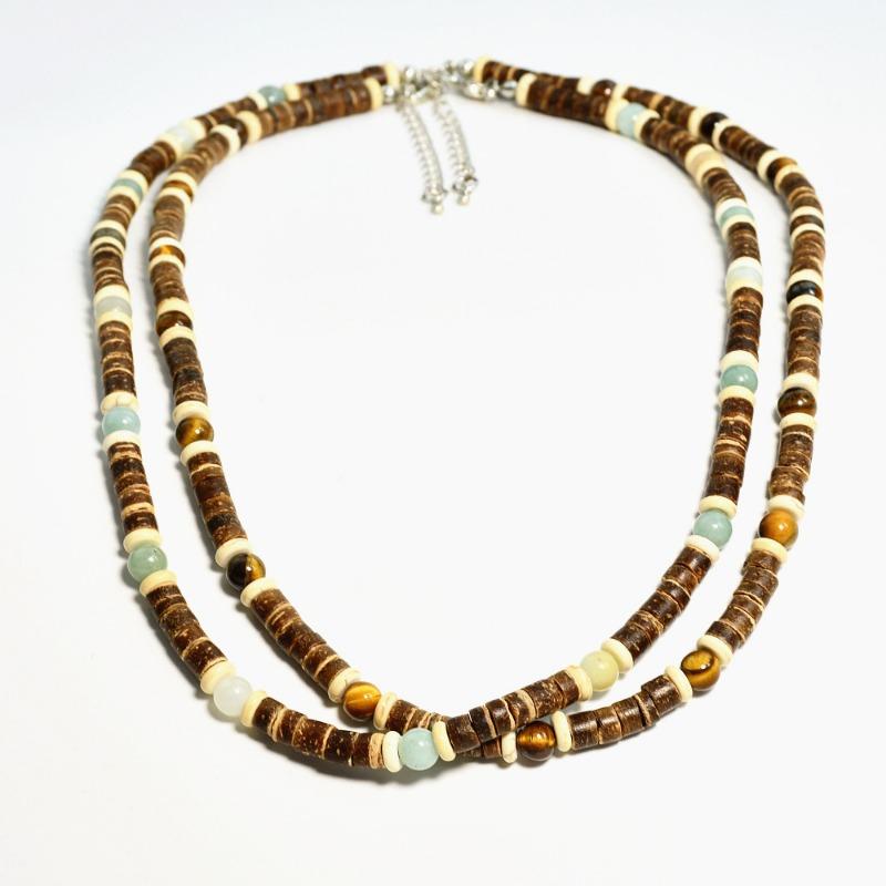 Türkis Holz Halskette Boho Strand Surfer Verstellbare Perlen Halsketten für Damen Herren Sommer Schmuck Geschenke