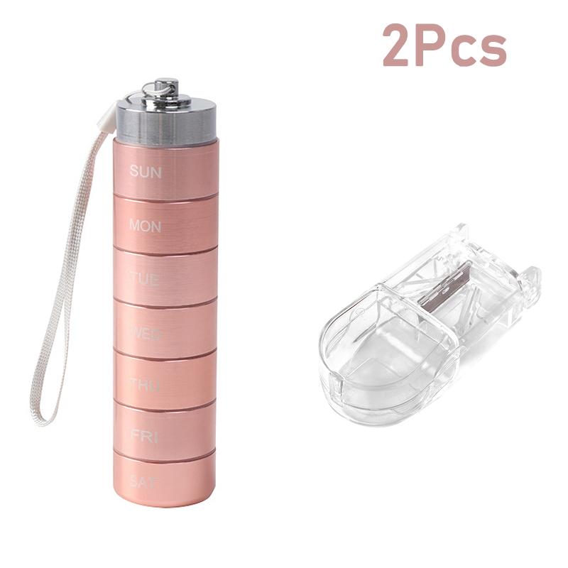 Portable Waterproof Pill Box Weekly Large Aluminum Case Container BPA Free 7 Day Daily Medicine Organizer Holder for Vitamin