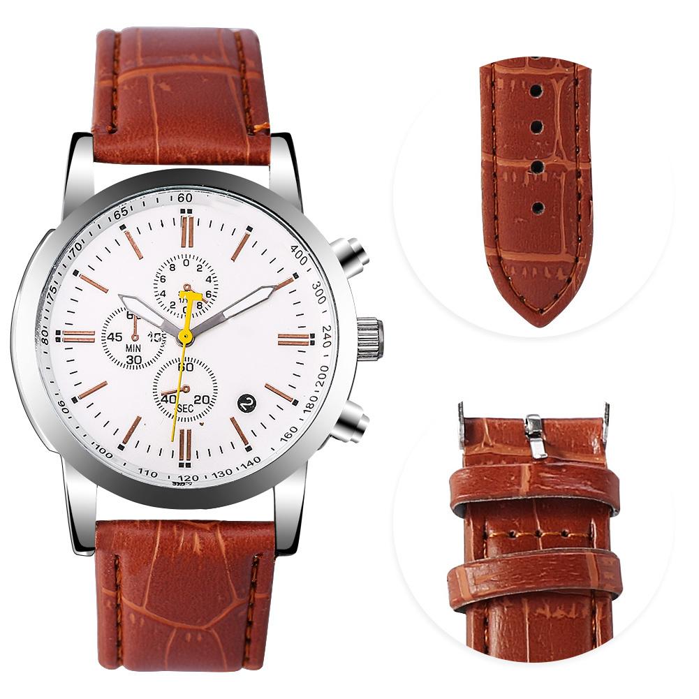 Fashionable Men Women Wristwatch Analog PU Band Wrist Watch(Brown)