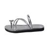 2025 Summer New Sandals Wear Low-heeled Slippers Flat-bottomed French-style Beach One-word Set of Toe Rhinestone Sandals