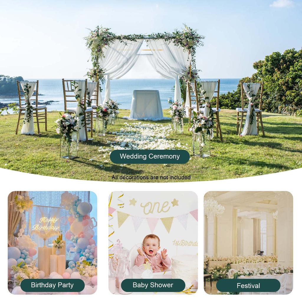 Wedding Arch Stand 3x3m Yellow 20mm Square Tube Iron Frame Outdoor Backdrop Stand for Wedding Anniversary Birthday Party Decor