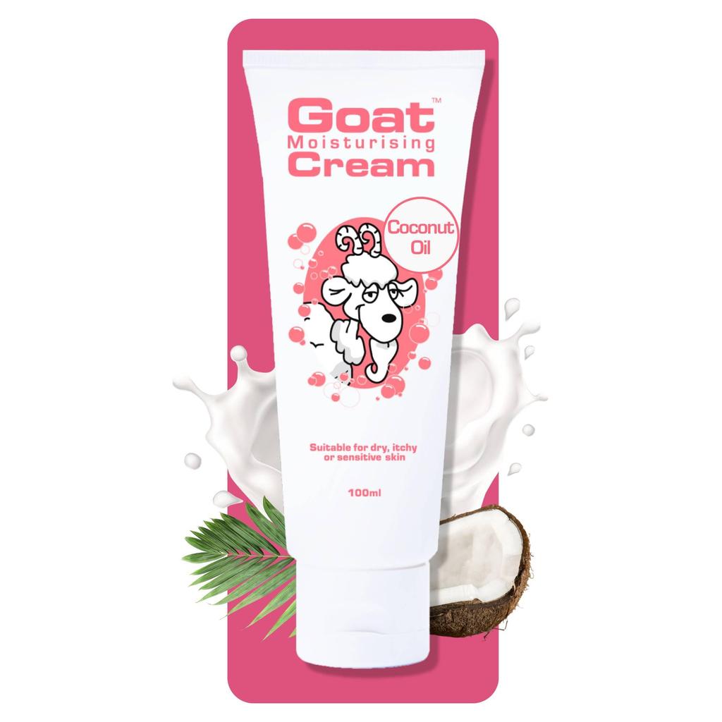 Goat Moisturizing Body Cream Enrich With Coconut Oil, Goat Milk, Sweet Almond Oil, Shea Butter and Chamomile Helps In Hypoallergenic, Repairs Dam