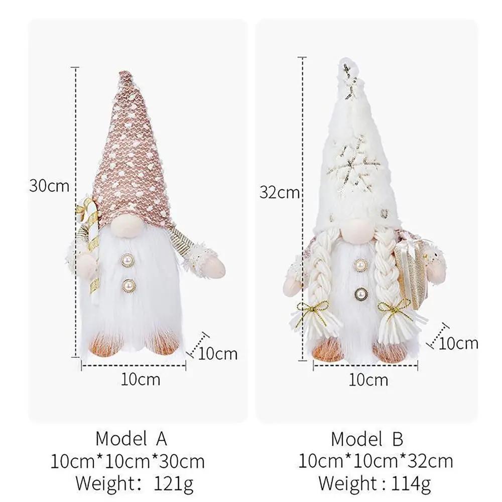 Christmas Decorations Rudolph Gnomes Ornaments LED Light Long Whiskers Figurine Ornaments Christmas Dolls New Year Gift