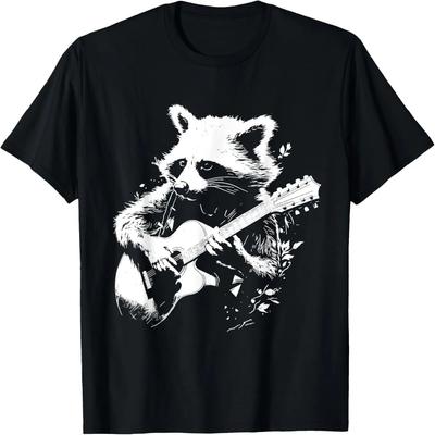 Guitarist Funny Guitar Player Racoon T-Shirt
