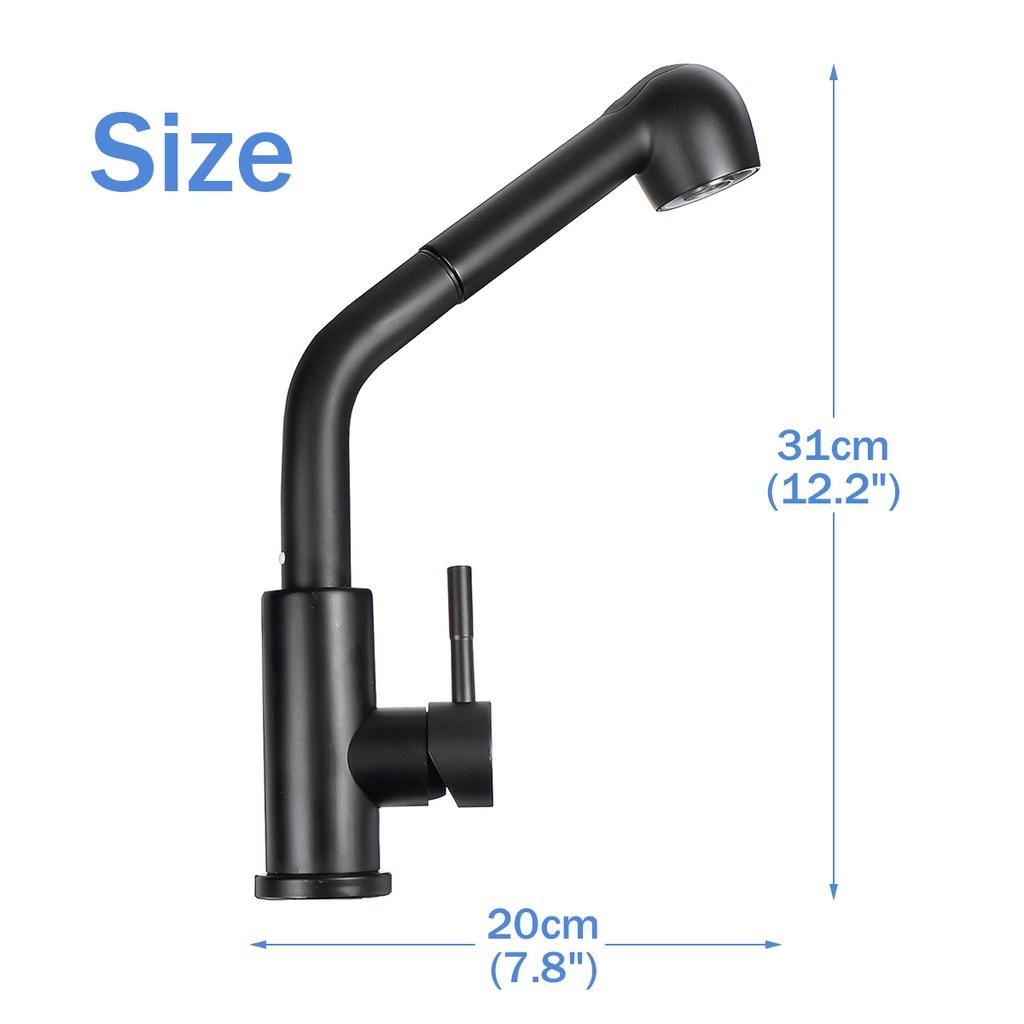 Black Kitchen Faucet With Pull Down Sprayer Hot and Cold Water 360 Degree Taps Kitchen Pulled Out Faucet Two Function Mixer