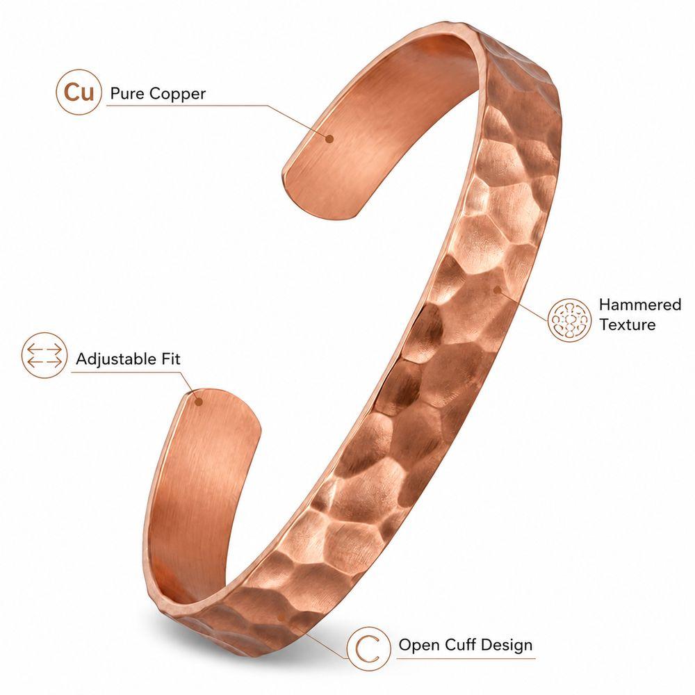 Adjustable Copper Bracelet Waterproof Bangle Jewelry Stylish Unisex Bracelet for Men and Women