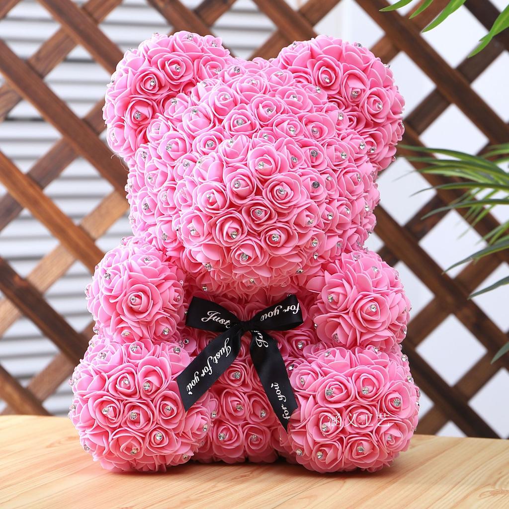 Creative Mother's Day Gift Rose Bear Eternal Flower Rose Bear Gift Box Diamond Bear