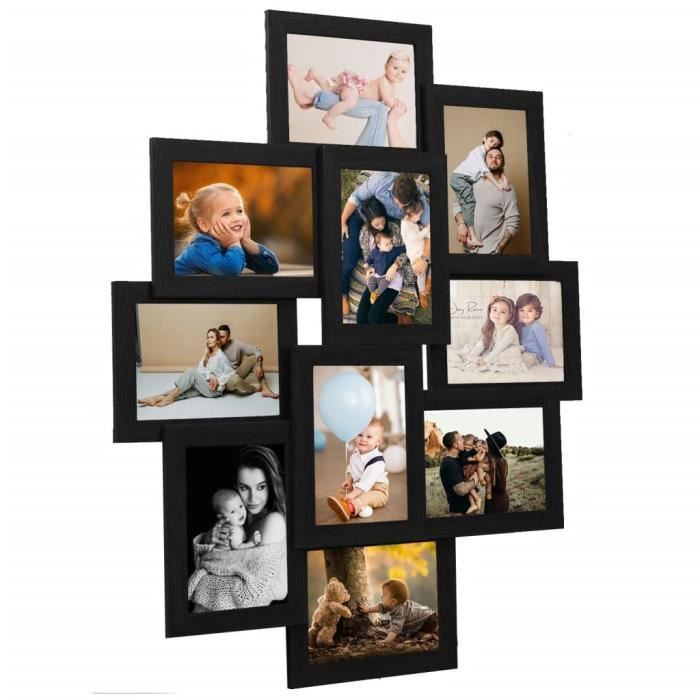 VidaXL Collage de cadres photo pour photo de 10x (10x15 cm) Noir MDF