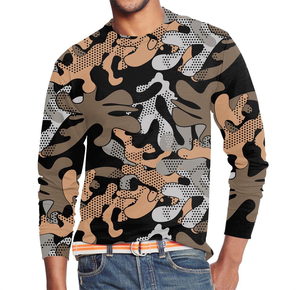 Men's Summer Long Sleeve Outdoors Camouflage Colorful Print T-Shirt Top Men Streetwear Clothing Long Sleeve T-Shirt Women's Pullover