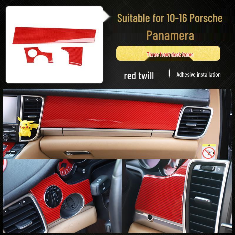 Carbon Fiber Panel Decor Sticker for 10-16 Panamera Front Passenger Side - Imitation Peach Wood