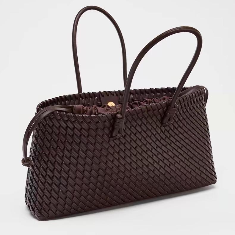 

ZA Home High-End Woven Handbag - European & American Niche, Fashionable Large-Capacity Tote Black