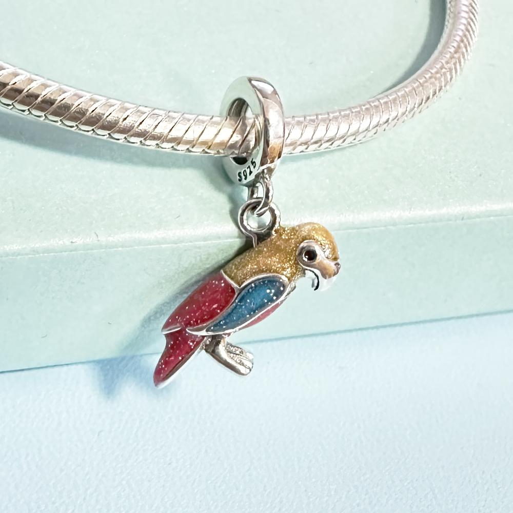 S Copper Charm Fit Original Bracelet Accessories Women Jewelry Early Spring Forest Series Birds Garland