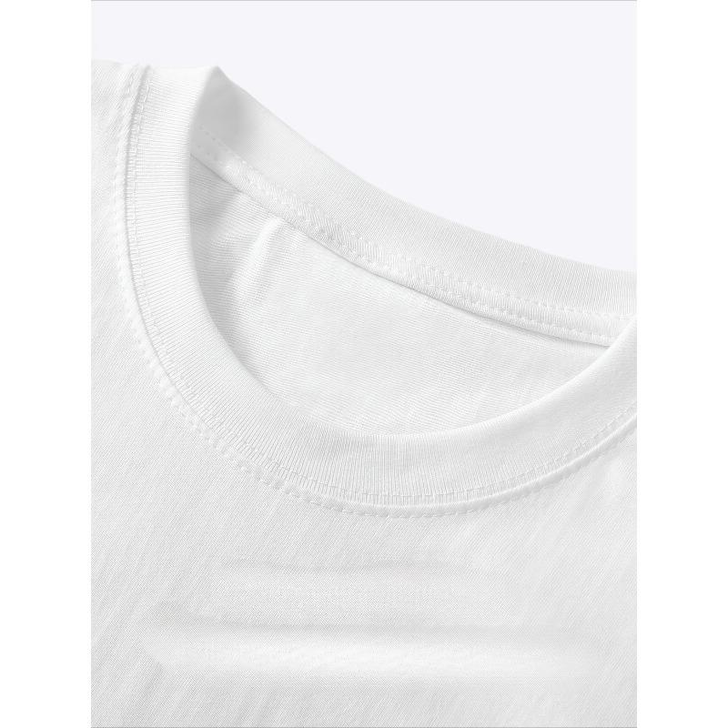 European sizes Men'S Plus Size Short Sleeved T-shirt -  Summer, Letter Pattern, Men'S Trendy Fashion Top, Letter Pattern Print, Regular Round Neck