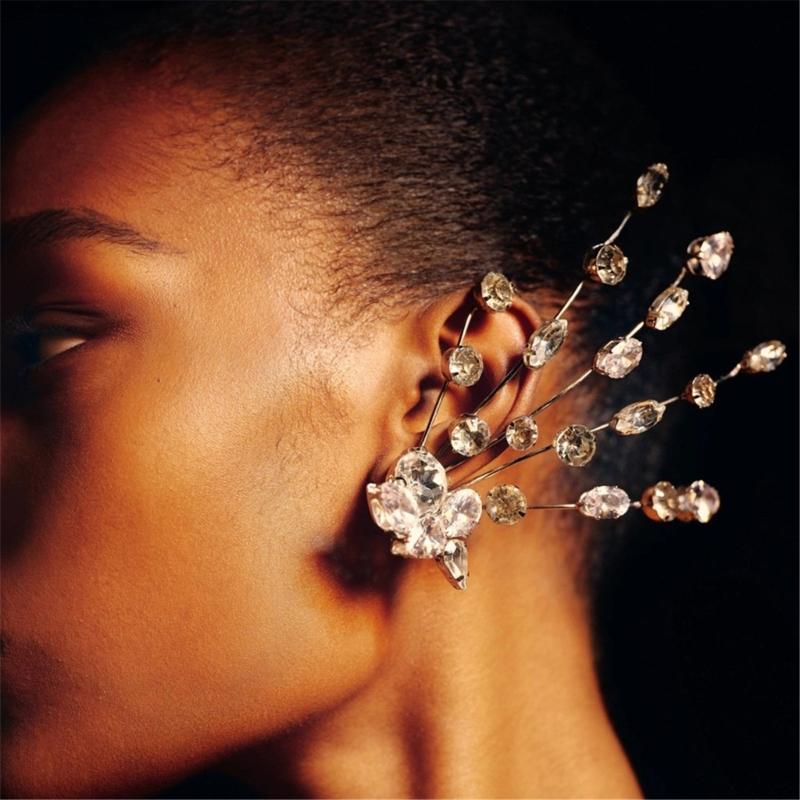 Fashionable Alloy Ear Cuff With Rhinestones Tassels Stylish Ear Pendant Charm Ideal For Weddings And Evening Event
