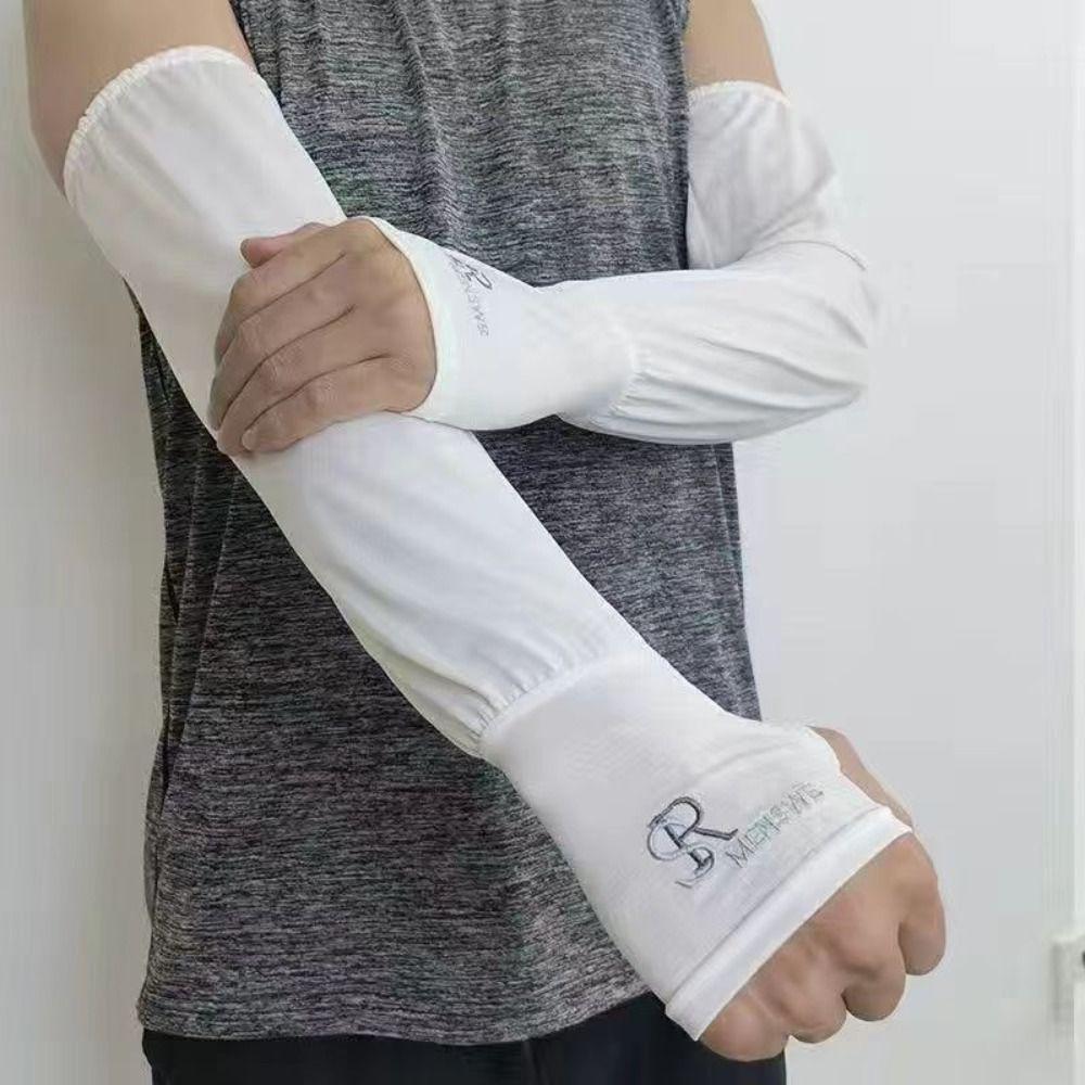 Anti-UV Ice Silk Sleeves Letter Sun Protection Cover Elastic Sunscreen Sleeve  Driving