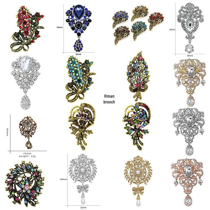 European & American Crystal Teardrop Brooch Zircon Pin Accessory