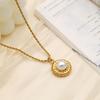 French Retro Vacuum Plated Stainless Steel Pearl Pendant Collarbone Chain Twist Edge Inlaid Pearl Necklace Jewelry Women
