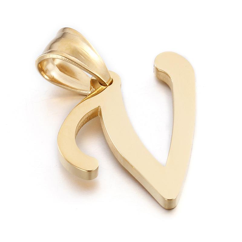 European and American Style Stainless Steel Pendant Jewelry - 26 Golden Titanium Steel Letters