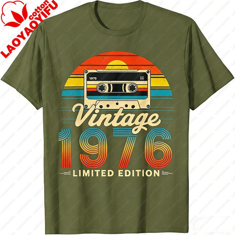 50 Years Old Gifts Vintage Born In 1976 Retro 50th Birthday TShirt Funny  Y2k Clothes Street Fashion Graphic T Shirts Cotton