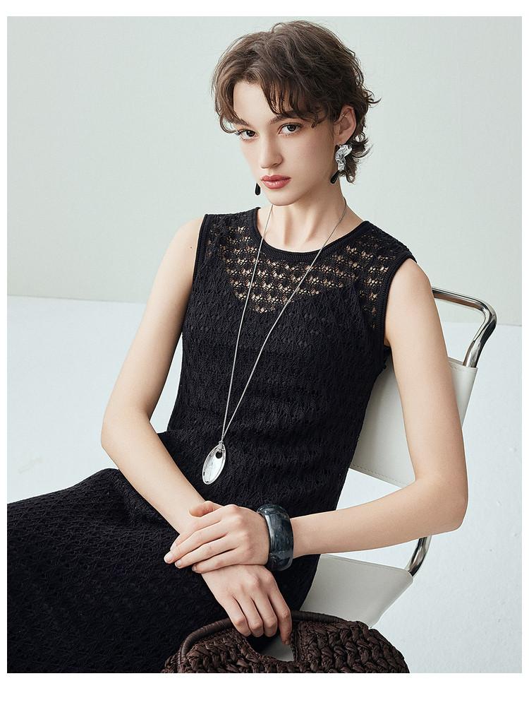 Mulberry Silk & Linen 26 Summer Sleeveless Knitted Long Dress