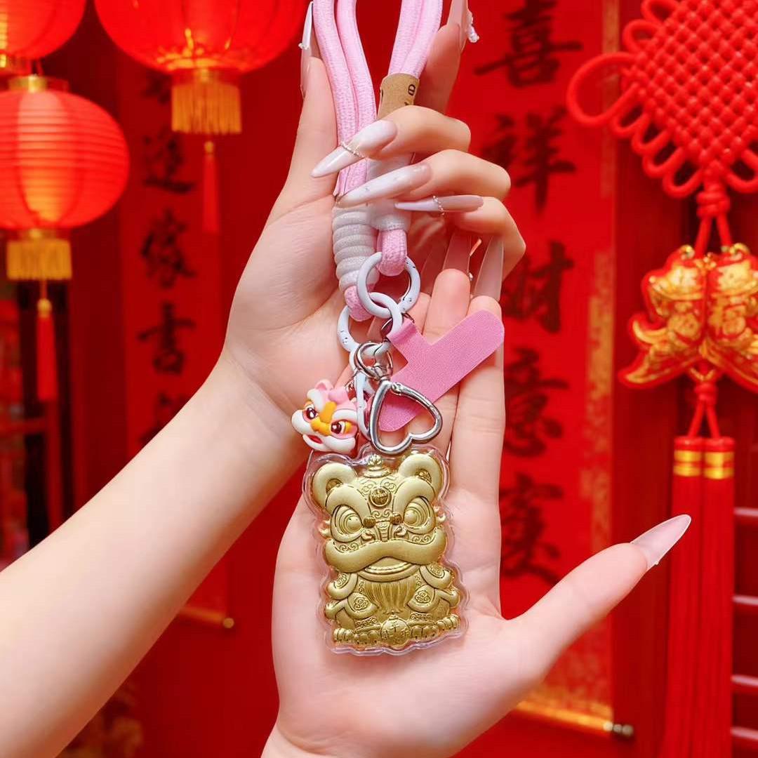 999 Fine Gold Horse Year Lion Dance Pendant & Keychain