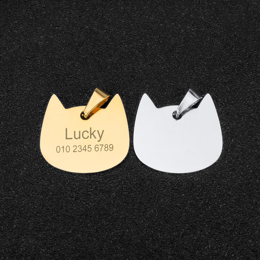 Name Personalized ID Tags Cat Collar Golden Silvery Nameplate Engraving Custom Dog Name Anti-lost Pendant Pet Collar Accessories