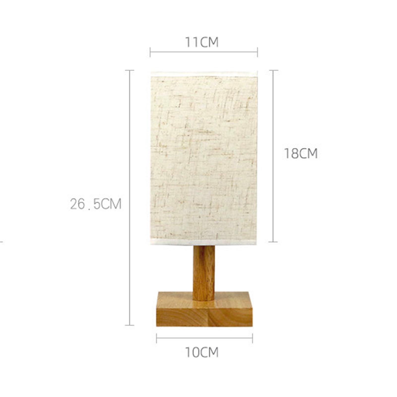 

Retro Bedroom Table Lamp Natural Wood Bedside Lamp Decorative Night Light Square Fabric Lampshade USB Plug and Play for LinenWarm white