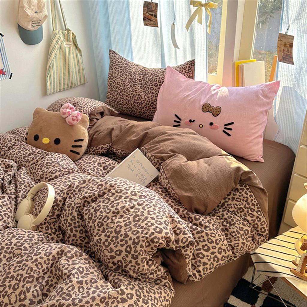 2026 Washable Leopard Print Chenille Kitten Bedding Set - Leopard Theme