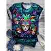 T-shirt Femme Carnival Floral Vintage Élégant Classique Manches Courtes Col Rond Hauts Réguliers T-shirts Imprimés Quotidien