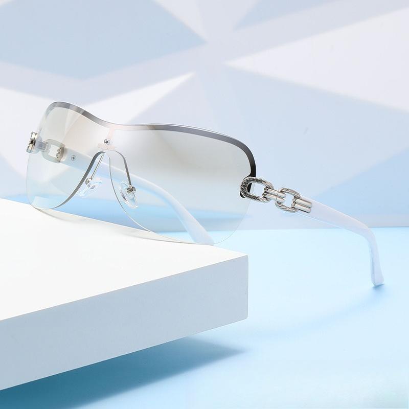 New One-Piece Sunglasses Retro Fashion Versatile Wrapped Uv Resistant Glasses Ladies' Outdoor Travel Goggles Uv400