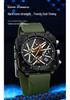OFNS Men's Six-Needle Chronograph Quartz Watch with Luminous Bar Markers, Square Face, Waterproof, and Calendar.