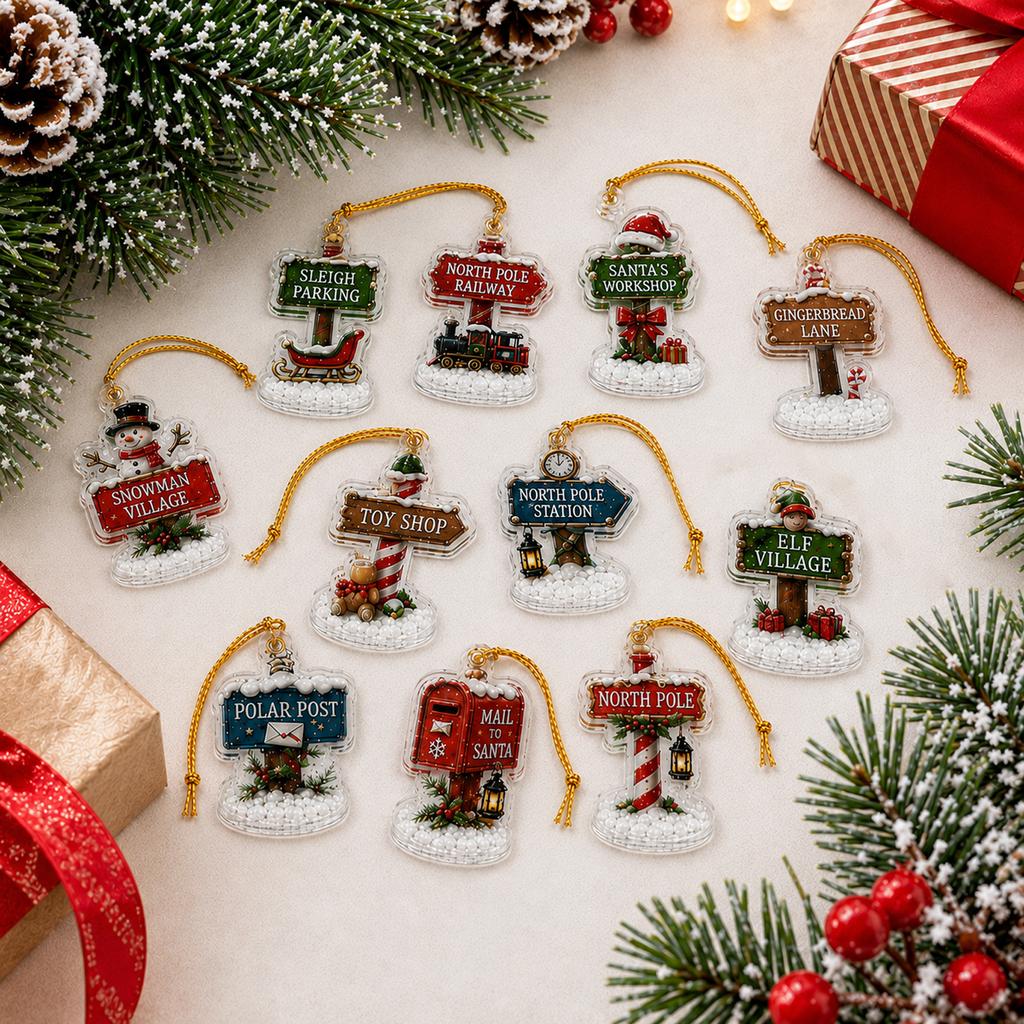 2D Flat Pole Signpost Advent Calendar Set - Christmas Countdown