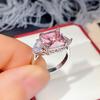 Super Flash Princess Square Ring Female, Pink Zircon Eight Hearts Eight Arrows Imitation Diamond Ring
