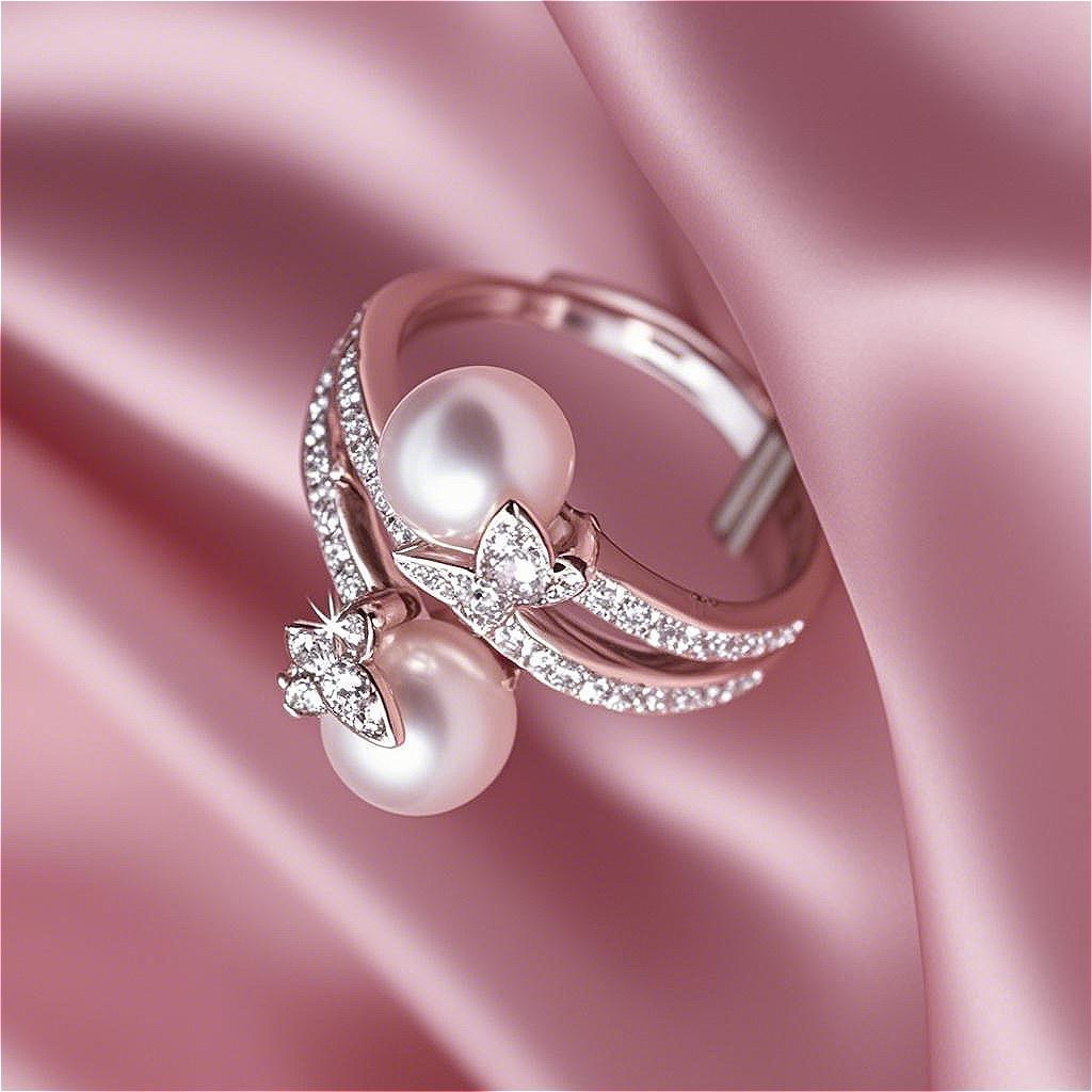European and American Women's Fashion Design Butterfly Pearl Open Ring