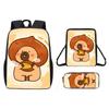 Ice Cubes Doughnut Capybara Cute Cartoon Pattern Backpack Three Set Piece