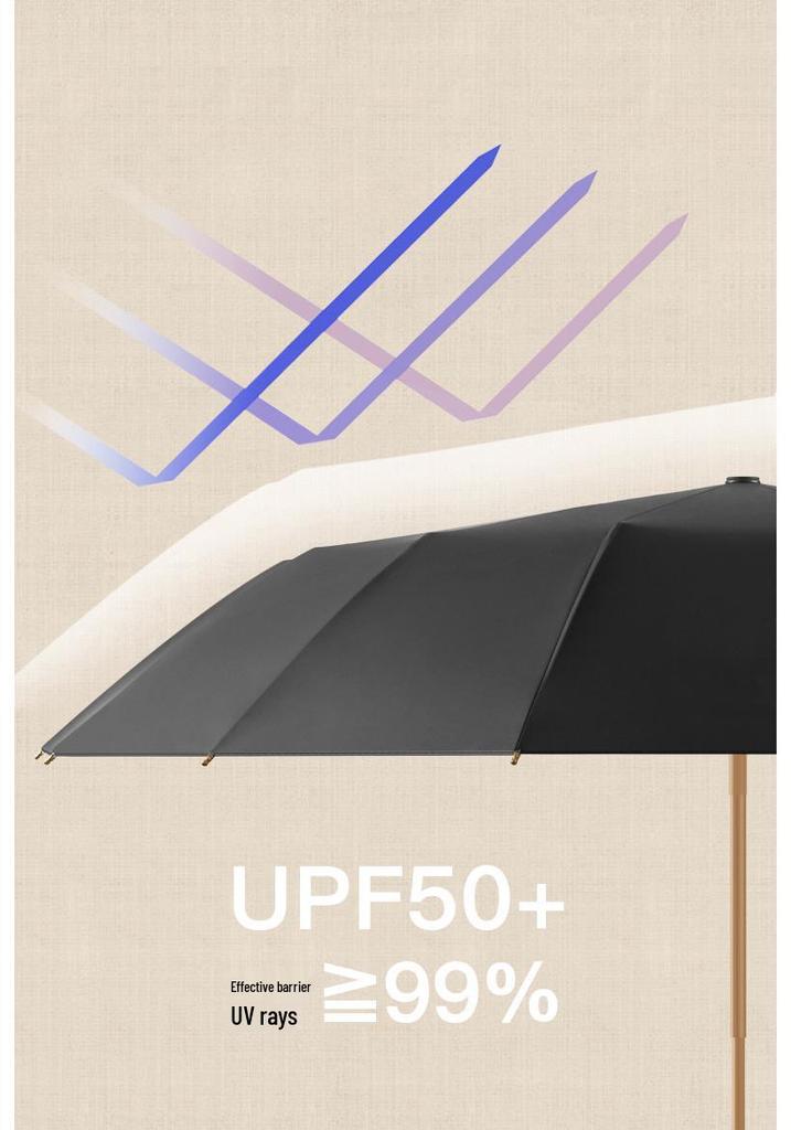 Retro Gouden Frame UV-Bescherming Zonnescherm Paraplu - Drievoudig, 16 Baleinen, voor Zonnige/Regenachtige Dagen