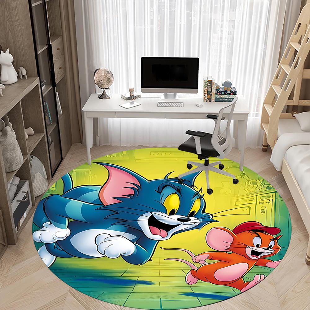 1 Stück Tom und Jerry Büro Runder Teppich, Schlafzimmer Wohnzimmer Heimdeko, Zimmerdeko, Offic a1016118