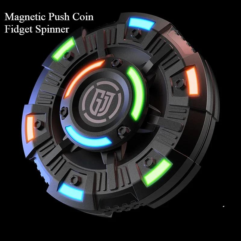 Luminous Fidget Spinner Metal Magnetic Push Coin Edc Relieve Stress Relief Toy Glowing Hand Spinning Top Tip Antistresse Adults