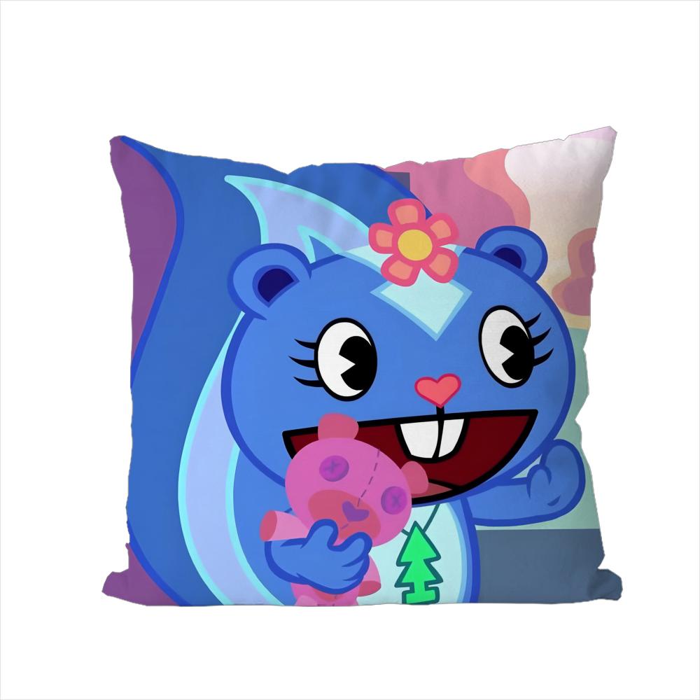 

Happy Tree Friends Pillow Case For Car Sofa Decorative Home Doublesided Print Plush Square Throw Pillow Cushion Cover 30x30cm