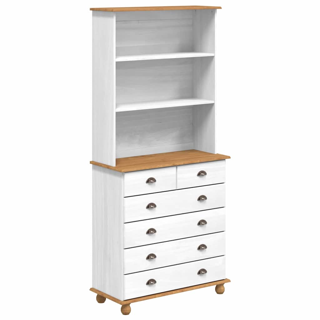 Hutch ASKIM White 91 x 40 x 200.5 cm Solid Pine Wood