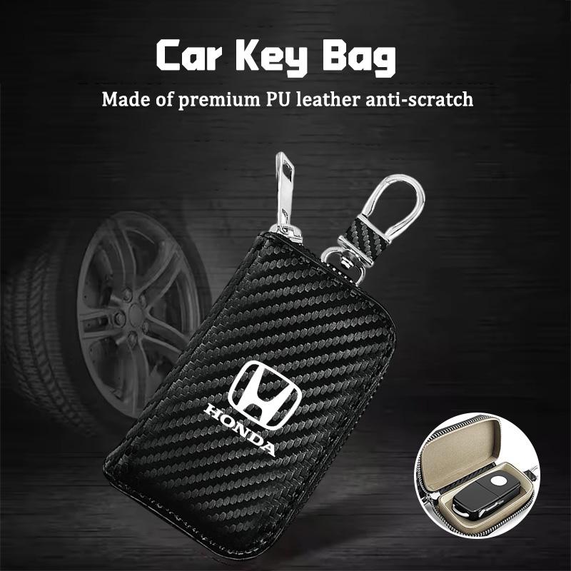 Carbon Fibre leather Car Key Bag Men's Storage Case For Honda Civic Fit Jazz Accord Pilot CRV OdysseyK Passport City Shuttle HRV