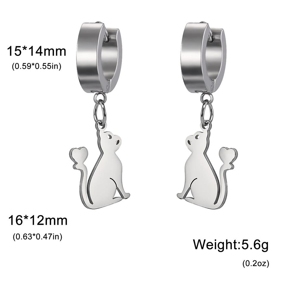 

Cute Cat Kitten Heart Drop Earrings for Women Girls Stainless Steel Gold Color Hoop Earring Fashion Jewelry Gifts for Pet Lover