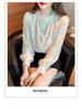2025 Autumn Velvet Lace Stand Collar Shirt for Women