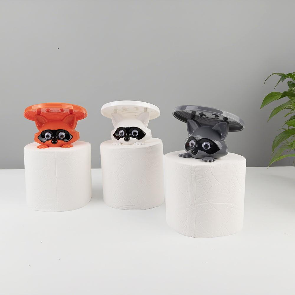 Niedlicher Waschbär-Tier-förmiger Toilettenpapierhalter, Lustiger Toilettenpapierhalter Stehend Badezimmer-Papierhandtuchhalter zur Dekoration