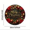 8" Round Cozy Christmas Wreath Metal Sign, Festive Tin Plate Holiday Wall Decor For Home Living Room Kitchen
