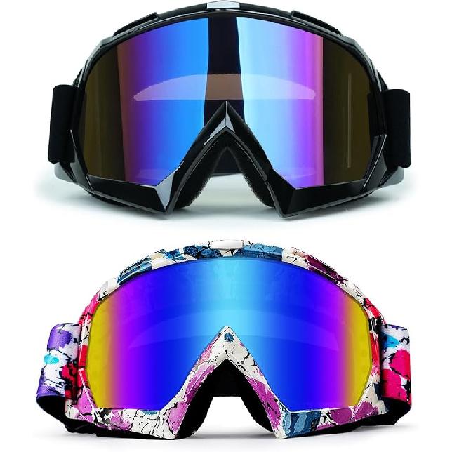 ATV Dirt Bike 2-Pack Motorcycle Motocross Goggles For Men Women MX Riding UTV Helmet Offroad Goggles, UV400 Anti-Scratch Fog Dustproof For Adults