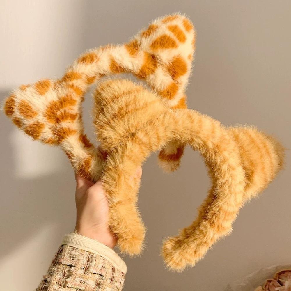 Fashion Washing Headband Cartoon Tiger Pattern Cat Ear Headband Leopard Spots Hairpin